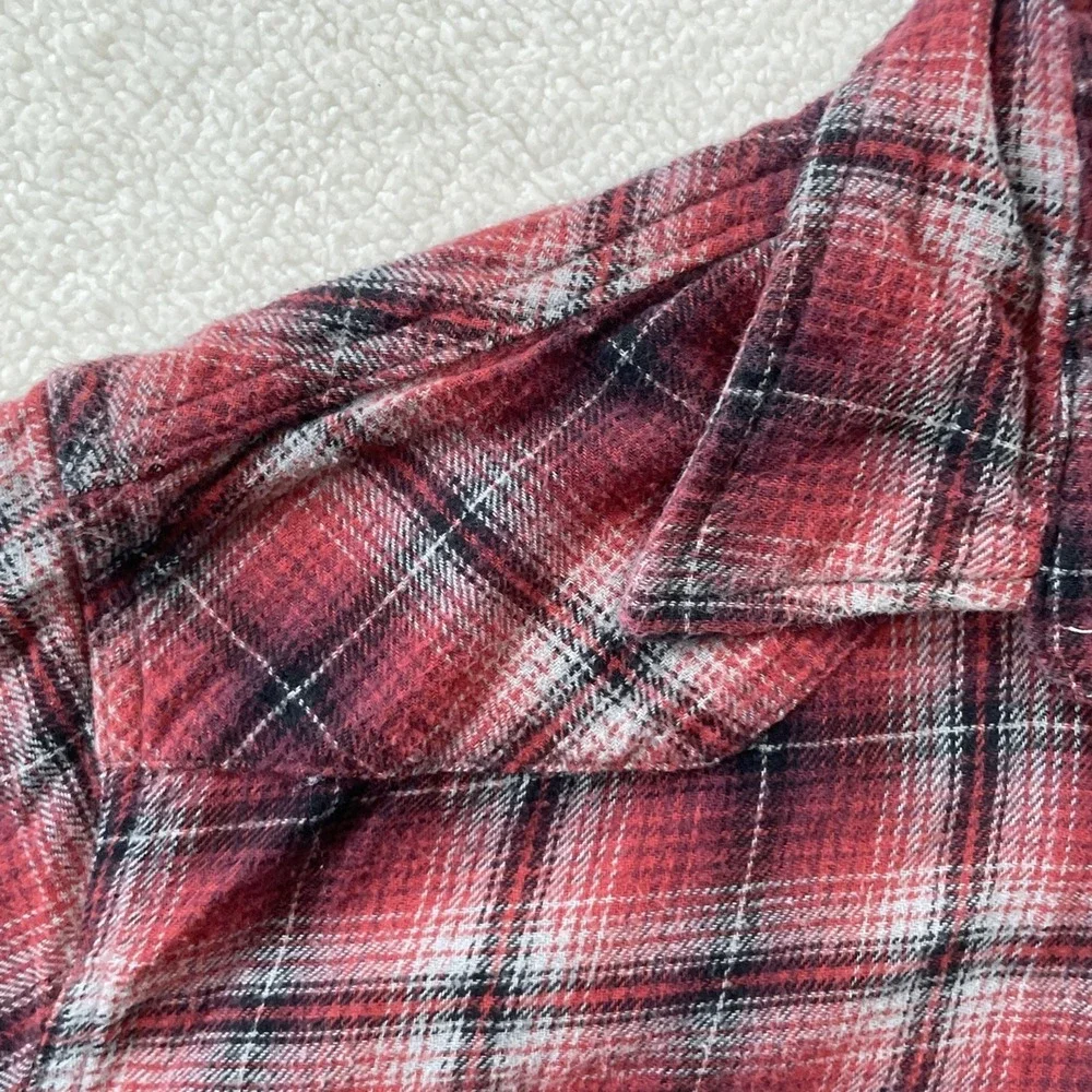 90s Vintage Wrangler Wrancher Mens XL Shirt Red Plaid Flannel Western Pearl Snap